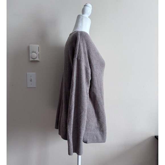 Barefoot Dreams CozyChic Lite V Neck Pullover Sweater Petite Medium Taupe Comfy - Picture 2 of 6